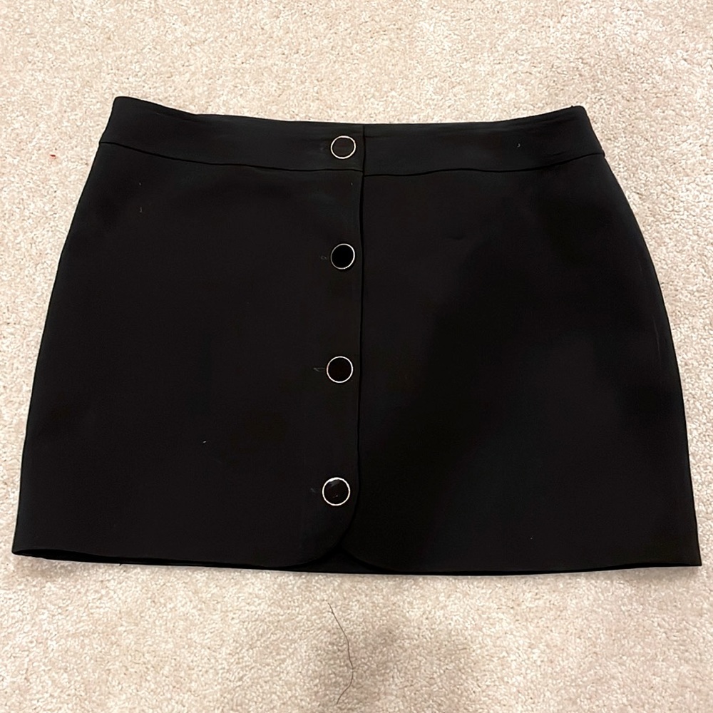 Sezane Leslie Black Mini Skirt with Buttons Size 38